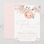 Sweet Peach 1e verjaardag Kaart (Voorkant / Achterkant)