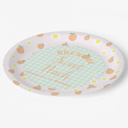 Sweet Peach 1e verjaardag Papieren Bordje (Gekanteld)