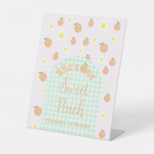 Sweet Peach 1e verjaardag Reclamebord Met Voetstuk (Voorkant)