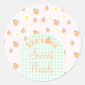 Sweet Peach 1e verjaardag Ronde Sticker (Voorkant)