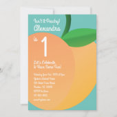 Sweet Peach 1e Verjaardag Schattigee Uitnodigingen (Voorkant)