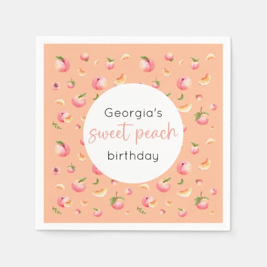 Sweet Peach 1e verjaardag Servet (Voorkant)