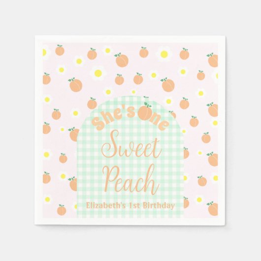 Sweet Peach 1e verjaardag Servet (Voorkant)