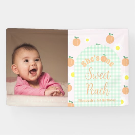 Sweet Peach 1e verjaardag Spandoek (Horizontaal)