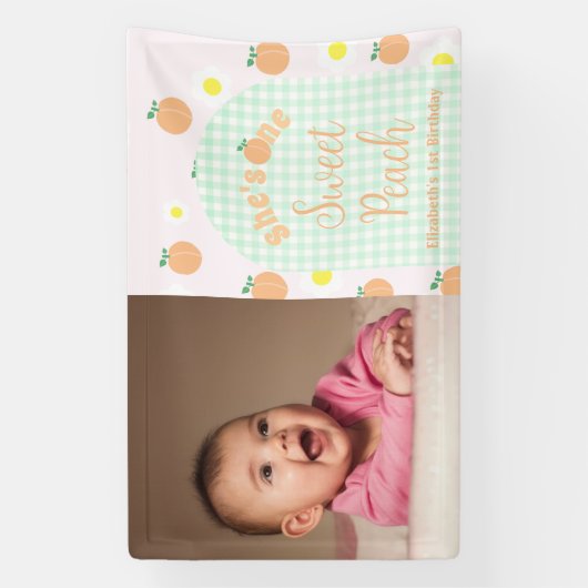 Sweet Peach 1e verjaardag Spandoek (Verticaal)