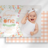 Sweet Peach 1e Verjaardag uitnodiging