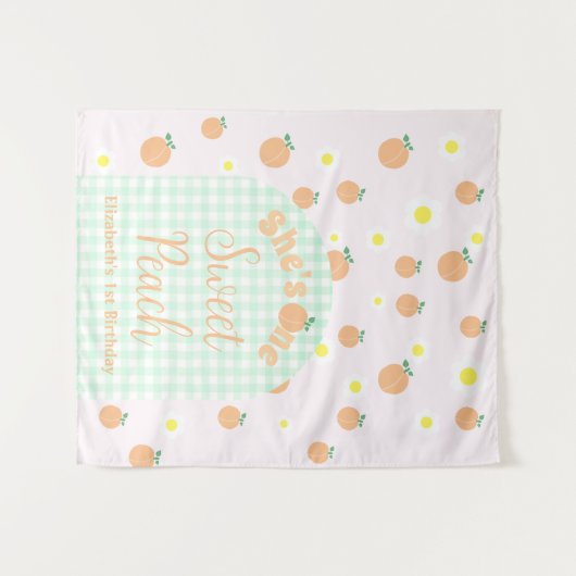 Sweet Peach 1e verjaardag Wandkleed (Voorkant (horizontaal))
