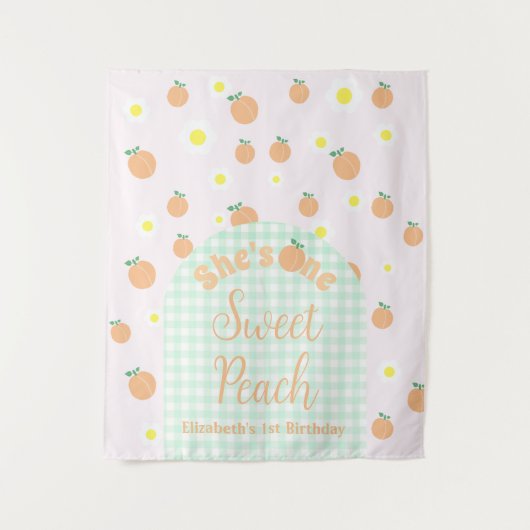 Sweet Peach 1e verjaardag Wandkleed (Voorkant)