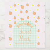 Sweet Peach 1e verjaardag Wijn Etiket (Enkel label)