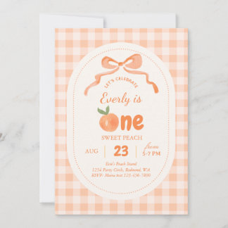 Sweet Peach 1st Birthday Invitation Kaart