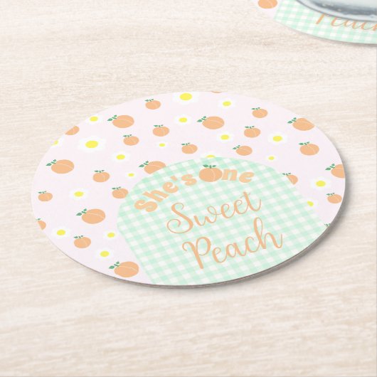 Sweet Peach 1st Birthday Paper Onderzetter (Gebogen)