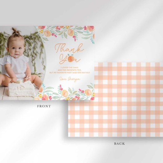 Sweet Peach 1st Verjaardag Dank u kaart