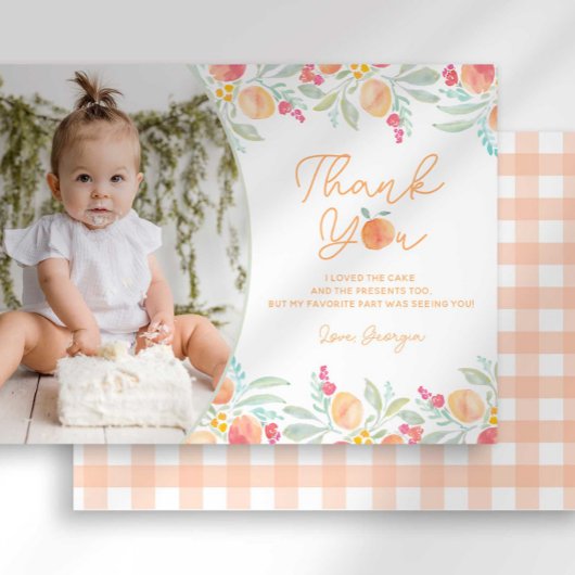 Sweet Peach 1st Verjaardag Dank u kaart