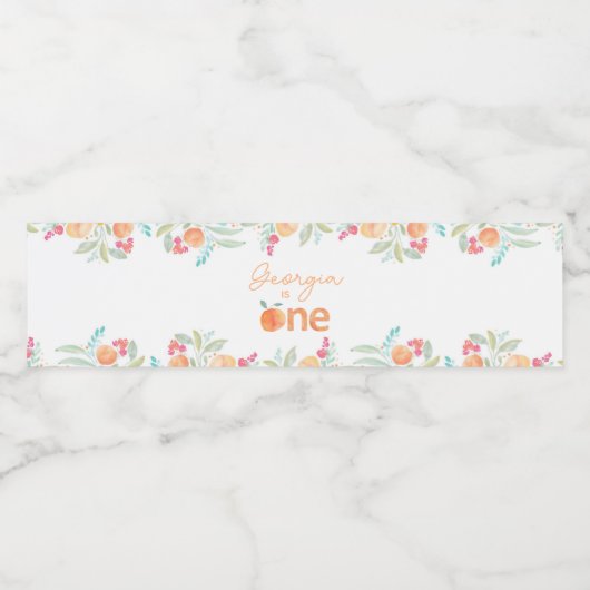 Sweet Peach 1st Verjaardag Waterfles Labels Waterfles Etiket (Enkel label)