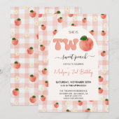 Sweet Peach 2e verjaardag uitnodiging (Voorkant / Achterkant)
