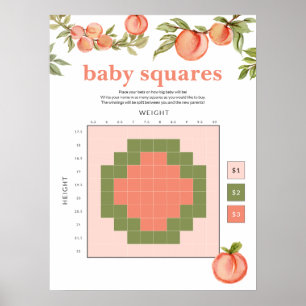 Sweet Peach Baby shower Betting Squares teken Poster