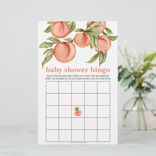 Sweet Peach Baby shower Bingogame (Staand voorkant)
