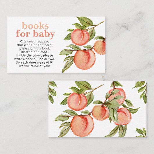 Sweet Peach Baby shower Boeken voor Baby Kaart Visitekaartje (Voorkant / Achterkant)