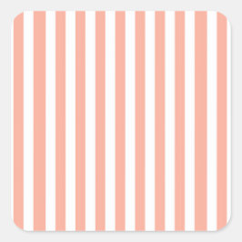Sweet Peach Baby Shower Favor Tags – Orange Stripe Vierkante Sticker