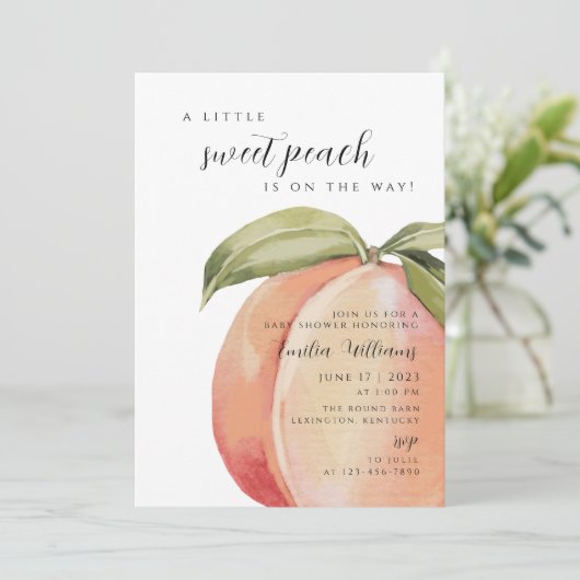 Sweet Peach Baby shower Girl Kaart (Staand voorkant)