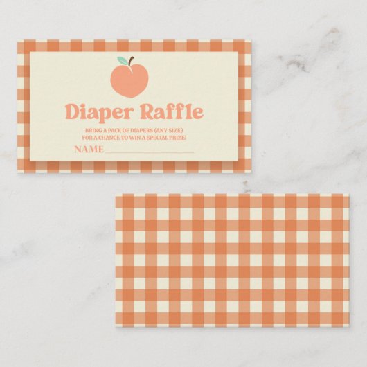 Sweet Peach Baby shower Luier Raffle Informatiekaartje (Voorkant / Achterkant)