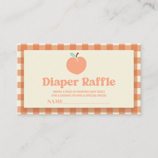 Sweet Peach Baby shower Luier Raffle Informatiekaartje (Voorkant)
