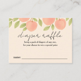 Sweet Peach Baby shower Luier Raffle Visitekaartje