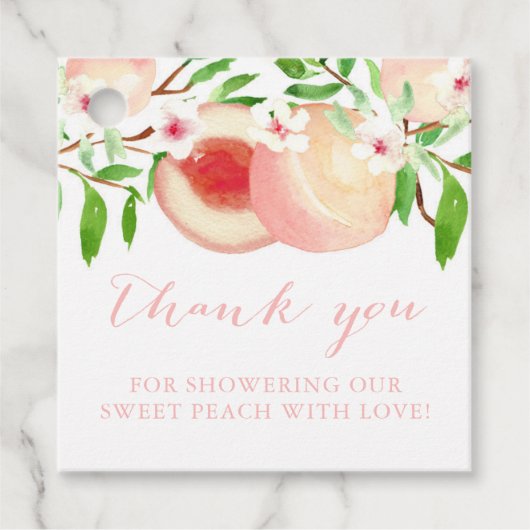 Sweet Peach Baby shower of Birthday Bedankjes Labels (Voorkant)