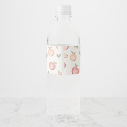 Sweet Peach Baby shower of Birthday Bottle Wrap Waterfles Etiket (Achterkant)