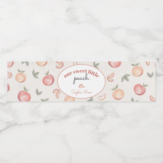 Sweet Peach Baby shower of Birthday Bottle Wrap Waterfles Etiket (Enkel label)
