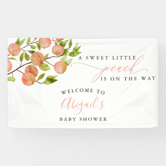 Sweet Peach Baby shower welkomstbanner Spandoek (Horizontaal)