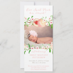 Sweet Peach Birth Notice for Baby Girl