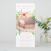 Sweet Peach Birth Notice for Baby Girl (Staand voorkant)