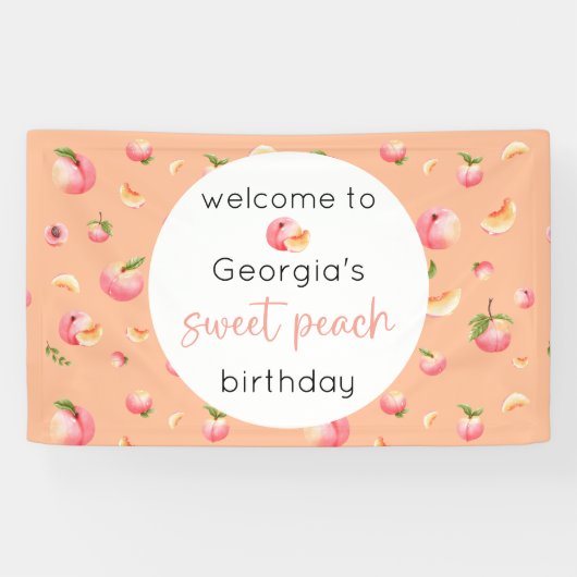 Sweet Peach Birthday Spandoek (Horizontaal)