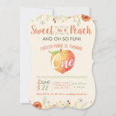 Sweet Peach Bloemen Eerste Verjaardag Uitnodiging (Voorkant)