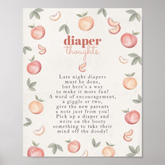 Sweet Peach Boho Luier Gedachten baby shower teken Poster (Voorkant)