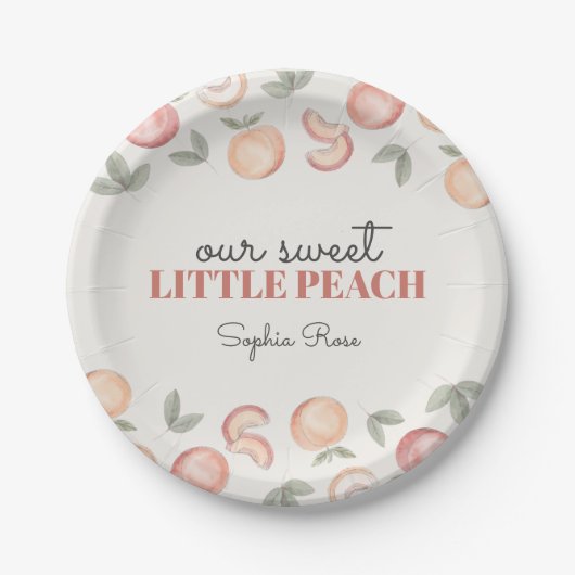 Sweet Peach Boho Verjaardag of baby shower Papieren Bordje (Voorkant)