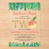 Sweet Peach Boys 2e verjaardag Acryl Uitnodigingen (Voorkant)