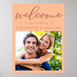 Sweet Peach Couple Foto Welkom op onze bruiloft Poster
