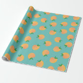 Sweet Peach Cute Fruit 1st Birthday Party Thema Cadeaupapier (Uitgerold)