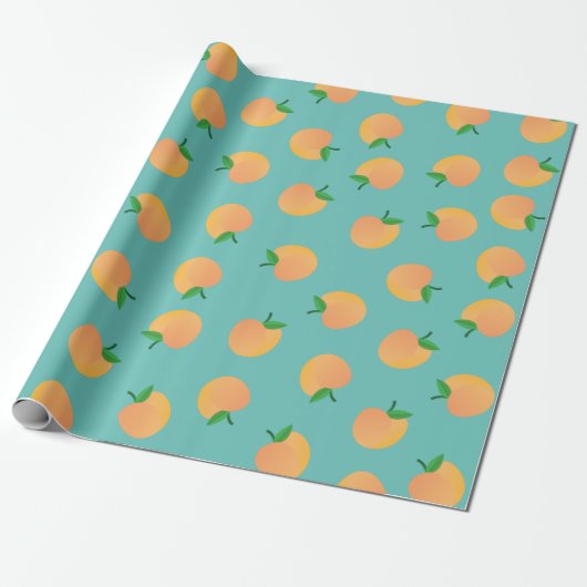 Sweet Peach Cute Fruit 1st Birthday Party Thema Cadeaupapier (Uitgerold)