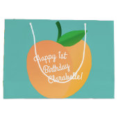 Sweet Peach Cute Fruit 1st Birthday Party Thema Groot Cadeauzakje (Achterkant)