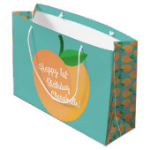 Sweet Peach Cute Fruit 1st Birthday Party Thema Groot Cadeauzakje (Achterkant Gekanteld)