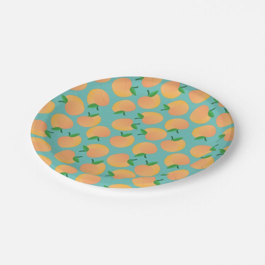 Sweet Peach Cute Fruit 1st Birthday Party Thema Papieren Bordje (Gekanteld)