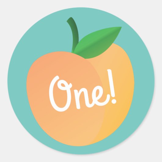 Sweet Peach Cute Fruit 1st Birthday Party Thema Ronde Sticker (Voorkant)