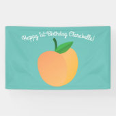 Sweet Peach Cute Fruit 1st Birthday Party Thema Spandoek (Horizontaal)
