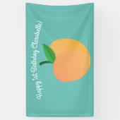 Sweet Peach Cute Fruit 1st Birthday Party Thema Spandoek (Verticaal)