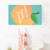 Sweet Peach Cute Fruit 1st Birthday Party Thema Spandoek (Insitu)