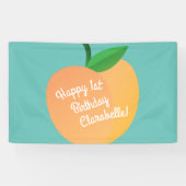 Sweet Peach Cute Fruit 1st Birthday Party Thema Spandoek (Horizontaal)