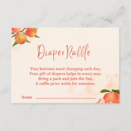 Sweet Peach Diaper Raffle Card – Fruit-Themed Informatiekaartje
